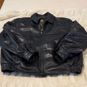 Marc New York Men's Dark Leather Bomber Jacket